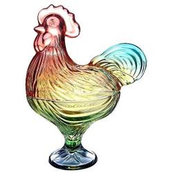 Colias Wing Home Decor & Party Wedding Centerpiece Colorful Chicken Shape Glass Ribbed Apothecary Jars/Candy Buffet Canisters/Candy Buffet Storage Container/Kitchen Food Storage Jars with Lid-Small