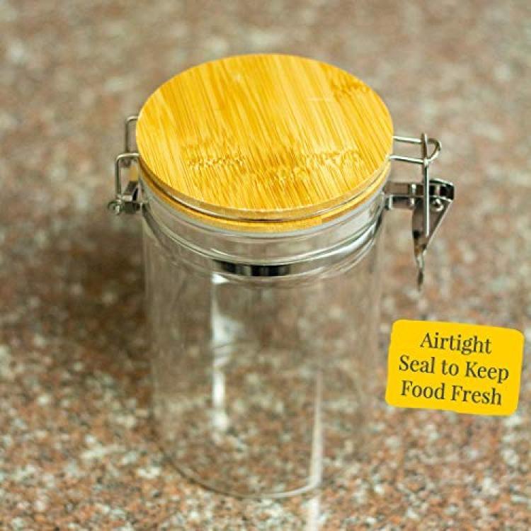 Canister Set of 5, Glass Kitchen Canisters with Airtight Bamboo Lid, Glass  Storage Jars for Kitchen, Bathroom and Pantry Organization Ideal for Flour,  Sugar, Coffee, Candy, Snack and More 