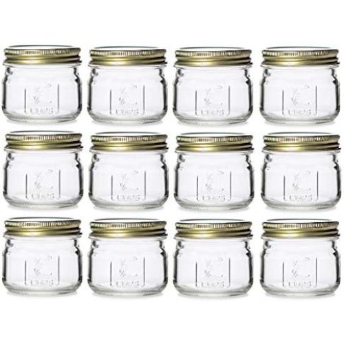 Nakpunar 12 pcs 4 oz Glass Mason Measurement Jars with Gold Lids