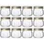 Nakpunar 12 pcs 4 oz Glass Mason Measurement Jars with Gold Lids