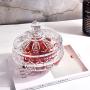 Glass Transparent Candy Jar with Crystal Engraved Food Storage Jar Jewelry Storage Box Dried Fruit Jar for Home Office and Party (Small)
