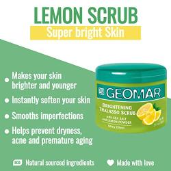 Geomar Lemon Scrub - Natural Lemon Exfoliator for Skin - Exfoliating Scrub with Lemon, Dead Sea Salt, Volcanic Sand and Nourishing Oils - 21 Ounces