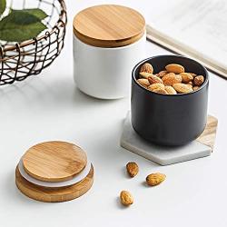 Liitrton 2 Pack Ceramic Food Storage Jar with Airtight Seal Lid Kitchen Canister Holder for Coffee Spice Snacks