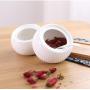 WEIWEI Spice Jars Box,Kitchen Ceramic Condiment Storage Container and Bamboo Pallet Three-Piece Set