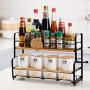 Multi-purpose Spice Jar Set, Ceramic Spice Storage Canister With Spice Rack Wood Lids Spoon Kitchen Seasoning Box Set-p