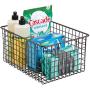 mDesign Farmhouse Decor Metal Wire Food Storage Organizer Bin Basket with Handles - for Kitchen Cabinets, Pantry, Bathroom, Laundry Room, Closets, Garage - 12 Inches Long - 8 Pack - Bronze