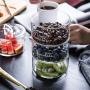 Glass Kitchen Storage Containers - Superimposable Glass Storage Jar Bottle with Cover Minimalist Nut Seasoning Fruit Storage Bottle Container Home Organizer Decor