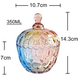 Colias Wing Round Colorful Crystal Glass Ribbed Apothecary Jars/Candy Buffet Canisters/Candy Buffet Storage Container/Kitchen Food Storage Jars with Lid(11.8 OZ)-Small