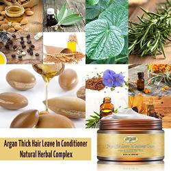 Vitamins Leave in Conditioner Cream - Indulgent Anti Frizz Conditioning for Curly Hair - Curl Defining Styling Detangler for Thick Coarse Natural Dry Damaged Hair (Moroccan Argan Oil)