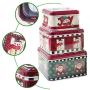 Kingjinglo 3pcs/Set Christmas Biscuits Coin Candy Storage Box Container Case Jewelry Headphones Organizer Tin Sealed Jar