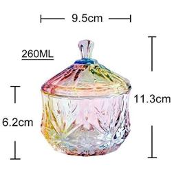 Colias Wing Colorful Crystal Glass Ribbed Apothecary Jars/Candy Buffet Canisters/Candy Buffet Storage Container/Kitchen Food Storage Jars with Lid(8.8 OZ)-Small