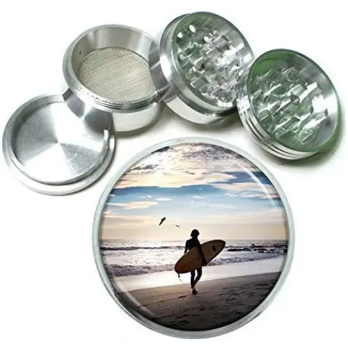 Surfer Beach Sunshine Water California Aluminum Tobacco Herb Spice Grinder