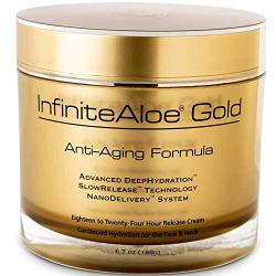 InfiniteAloe Gold Anti-Aging Formula - Eye, Face and Neck Cream - Cutting Edge Nanotechnology with Aloe, Peptides, Vitamins, Collagen, Alpha Lipoic Acid and DMAE - (1) 6.7oz