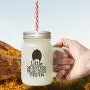 Royal Blue Little Monsters Brush Their Teeth Frosted Glass Mason Jar With Straw