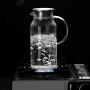 Cupwind 55 Ounce Glass Pitcher with Stainless Steel Lid, Hot/Cold Water Carafe with Handle, Juice and Ice Tea Pitcher x Set of 6 Glass Beer Drinks Cups 8.5 Ounce x Serving Tray