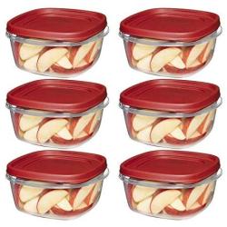 7J66 608866900504 Easy Find Lid Square 5-Cup Food Storage Container (Pack of 6), Red