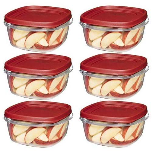 7J66 608866900504 Easy Find Lid Square 5-Cup Food Storage Container (Pack of 6), Red