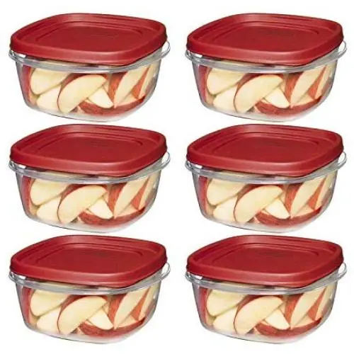7J66 608866900504 Easy Find Lid Square 5-Cup Food Storage Container (Pack of 6), Red 7J66 608866900504 Easy Find Lid Square 5-Cup Food Storage Container (Pack of 6), Red