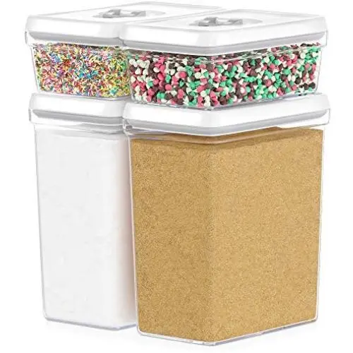 DW?LLZA KITCHEN Large Airtight Food Storage Containers - Bulk Food Pantry & Kitchen Storage Containers for Sugar, Flour and Baking Supplies - 4 PC Set, Clear Plastic BPA-Free, Keeps Fresh & Dry