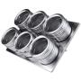 HONGSA Kitchen Stainless Steel Magnetic Spice Jars, Containers Multipurpose Spice Tin Rack Perfect Kitchen Storage 6 Piece Set