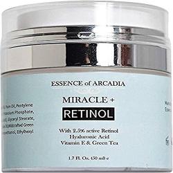 Retinol Moisturizer Cream High Strength for Face and Eye Area Miracle Plus - 2.5% Retinol, Hyaluronic Acid, Vitamin E, Green Tea - Anti aging Formula Reduces Wrinkles, Fine Lines, Spots-Day and Night