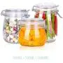 Bouteilles/Récipients en Verre Scellés pour Aliments, Graines, Confitures (Citron, Passion Fruit), Café, Snacks - Ensemble de 3 Pièces (Rond, 500ml + 700ml + 1000ml) Bouteilles/Récipients en Verre Scellés pour Aliments, Graines, Confitures (Citron, Passion Fruit), Café, Snacks - Ensemble de 3 Pièces (Rond, 500ml + 700ml + 1000ml)