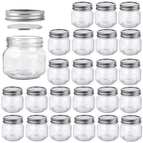 Betrome 8 OZ Mason Jar 24 Stück mit Silber Regular Deckel für Marmelade, Gelee, Honig, Bohnen, Gewürze, Hochzeit Favors, Baby-Dusche Favors, Party Favors