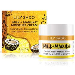 LILY SADO Coconut Milk & Manuka Honey Natural Face Moisturizer - Non Greasy Daily Facial Cream with Cocoa Butter & Gotu Kola - Anti Aging Lotion For Wrinkles, Fine Lines, Blemishes & Eczema - 2 oz.