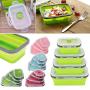 Kitchen Food Storage Jar Airtight Food Storage 4X Portable Collapsible Folding Silicone Food Storage Containers Lunch Bento Box (Color : Blue)