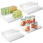 mDesign Plastic Kitchen Food Storage Organizer Shelves, Spice Rack Holder for Cabinet, Cupboard, Countertop, Pantry - Holds Jars, Baking Supplies, Canned Food, Pasta - 2 Levels, 10" W, 4 Pack - Clear
