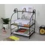 TQVAI 2 Tier Can Rack Spice Jar Storage Organizer with Kitchen Roll Holder, Black TQVAI 2 Tier Can Rack Spice Jar Storage Organizer with Kitchen Roll Holder, Black