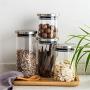 Glass Jars With Stainless Steel Cover Glass Spice Jars Storage Tank Food Contain Coffee Bean Jars And Lips Sealed Jar 85x100mm