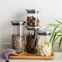 Glass Jars With Stainless Steel Cover Glass Spice Jars Storage Tank Food Contain Coffee Bean Jars And Lips Sealed Jar 85x100mm