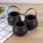 LIOOBO 12Pcs Candy Jars Halloween Witch Candy Jar Kettles Witch Cauldron Handheld Candy Bucket for Halloween Party Hanging Props (Black 5x7cm)