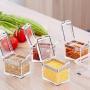 Braceus Clear Seasoning Box, 4 Pieces Acrylic Seasoning Storage Container for Spice Salt Sugar Cruet,Condiment Jars with Serving Spoons