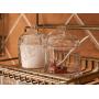 Clear Glass Sugar Bowl Salt Spice Pot Pepper Storage Jar Seasoning Pot Container Condiment Box Holder with Lid and Spoon for Home Kitchen, Round