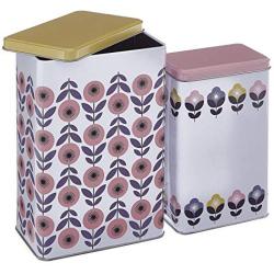 Premier Housewares Joni Storage Canisters, Multi-Colour, Rectangular, Set of 2