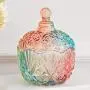 HOUSIYU Candy Jar Diamond Cut Face Colorful Glass Storage Jar Cookie Jar with Crystal Lid, Wedding Candy Buffet Container, Crown HOUSIYU Candy Jar Diamond Cut Face Colorful Glass Storage Jar Cookie Jar with Crystal Lid, Wedding Candy Buffet Container, Crown