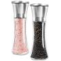 JUSTDOLIFE Pepper Mill Set Fashion Pepper Grinder Tall Glass Body Premium Stainless Steel Salt Mill 2 Pcs