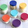 Autobestown Plastic Seal Lids 12/16 PCS, Glass Jar Storage Stretch Lid Kitchen Sealing Lid