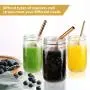 2er Pack Breiter Mund Mason Glasdeckel mit Strohhalsen, Umweltfreundliche Mason Jar Deckel, 3er Pack Edelstahl Strohhalse und 1er Pack Reinigungsbürste, Perfekte Alternative zu Plastikstrohhalzen und -deckeln