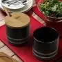 ZLDGYG Küchenbehälter Set – 3-teilig: Kaffee-, Zucker- und Teespeicherdosen mit Bambusdeckeln, Küchenorganizer, Schwarz