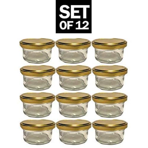 Small Mini Glass Jars With Tin Lids - 12 pack x 2 oz ? All Purpose Empty Storage Jars