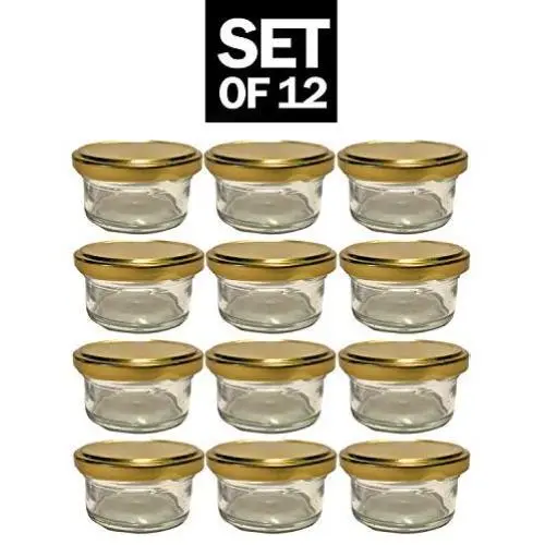 Small Mini Glass Jars With Tin Lids - 12 pack x 2 oz ? All Purpose Empty Storage Jars