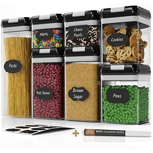 Ensemble de contenants de rangement alimentaires Chefs Path - 7 pièces - Étiquettes à tableau blanc et marqueur - Contenants de cuisine et de garde-manger - BPA-free - Boîtes en plastique transparentes avec couvercles durables améliorés Ensemble de contenants de rangement alimentaires Chefs Path - 7 pièces - Étiquettes à tableau blanc et marqueur - Contenants de cuisine et de garde-manger - BPA-free - Boîtes en plastique transparentes avec couvercles durables améliorés