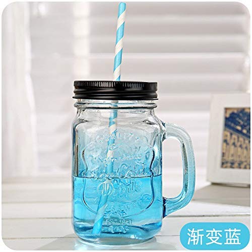 | Storage Bottles & Jars | 450ml Glass Mason Jar Mug with Lid and Straw Summer Ice Cream Fruit Cold Drinking Water Jars Juice Cup | by HUDITOOLS | 1 PCs