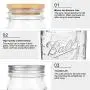 Mason Jar with Lids, 16 OZ Regular Food Storage Jar, Set of 6 Bamboo and Tinplate Mason Jar Lid for Store Tea, Coffee, Spice, Candy