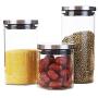 WANGLXST 3 Food Storage Container with Lid, Food Grade Cereal Containers for Storage, BPA Free, Stackable Snacks, Cereals Jar, Transparent