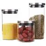 WANGLXST 3 Food Storage Container with Lid, Food Grade Cereal Containers for Storage, BPA Free, Stackable Snacks, Cereals Jar, Transparent WANGLXST 3 Food Storage Container with Lid, Food Grade Cereal Containers for Storage, BPA Free, Stackable Snacks, Cereals Jar, Transparent