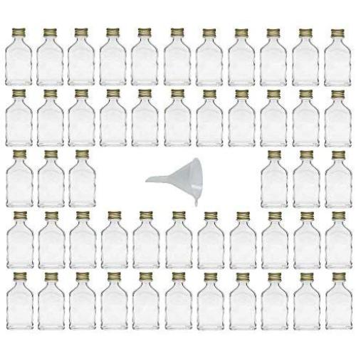 Viva Haushaltswaren 20 ml for 50 Mini Glass Bottles with Screw Tops for Self-Filling incl. Filling Funnel Diameter 5 cm